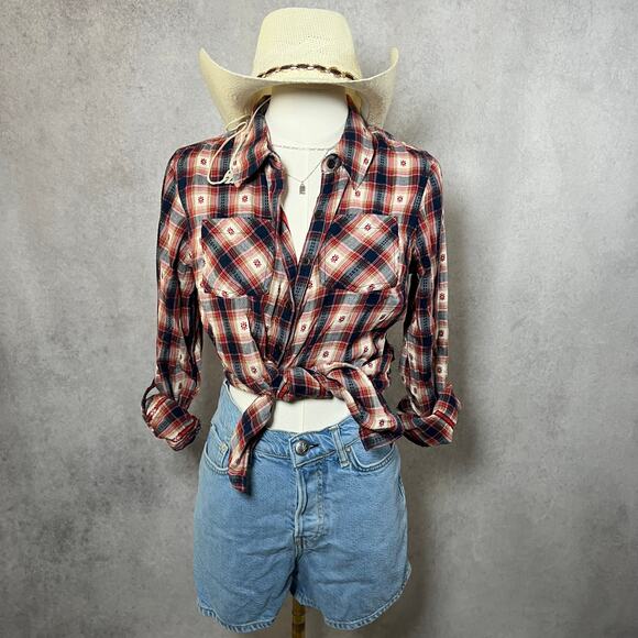 Western Print Flannel Shirt Button Down Size Small - Picture 1 of 4
